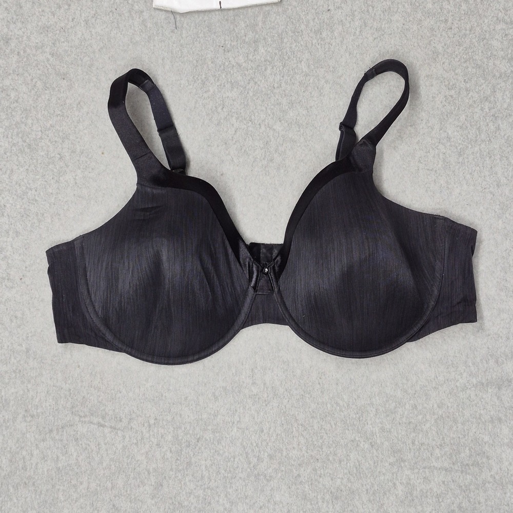 Vanity Fair Women Bra 44D Black T Shirt Underwired Satin Strap Lightly Lined